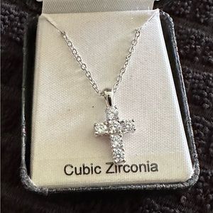 1/2” Cubic Zirconia Cross in 18” chain